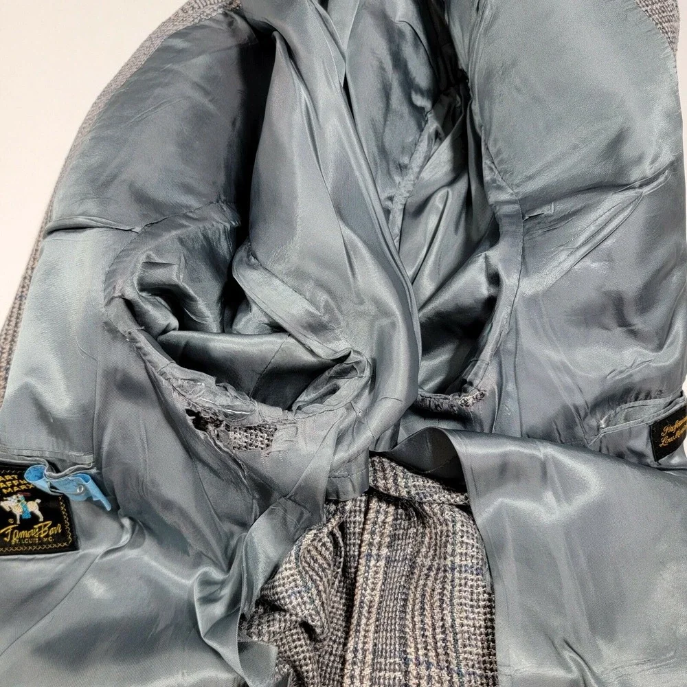 Hart Schaffner Marx Famous Barr‎ Vintage Sport Coat - Gray Blue - about 45R